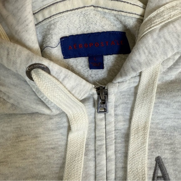 Aeropostale Jacket Womens Sz L Hooded Full Zip Gray Pockets Drawstring Aero - Picture 5 of 10